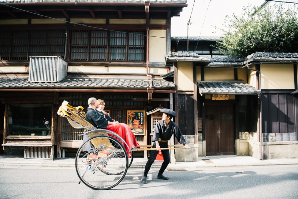 京都は人力車での和装の前撮り撮影
