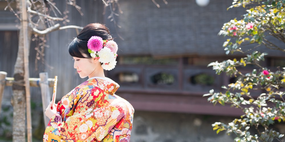 生花。花嫁さんの髪飾り