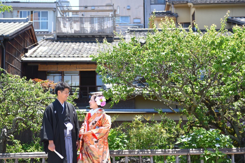 京都で和装の前撮りのT様とT様