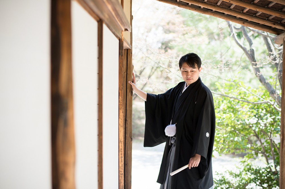 京都は国立博物館にあるお茶室での前撮り撮影