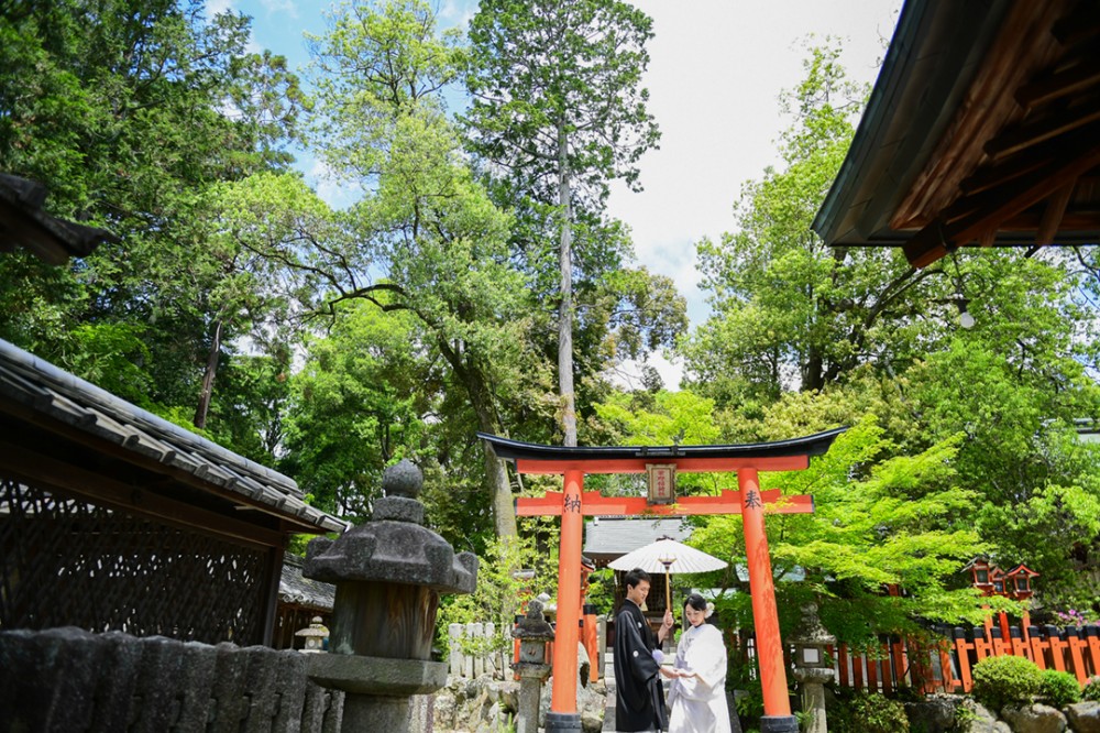 和装の前撮りは青空の下で