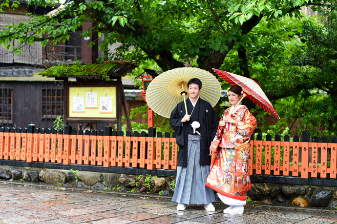 雨天の撮影、フォトウエディング