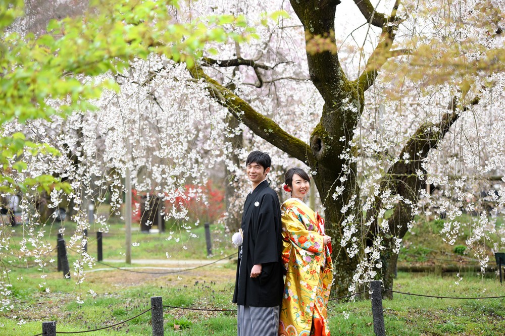 植物園の桜とともに撮影