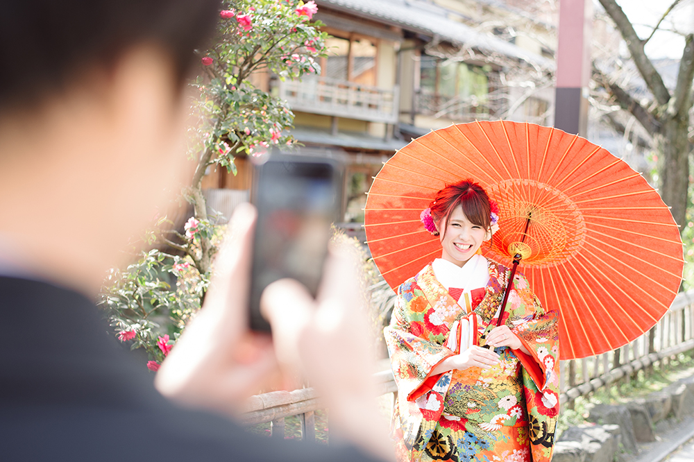 愛する花嫁を撮影