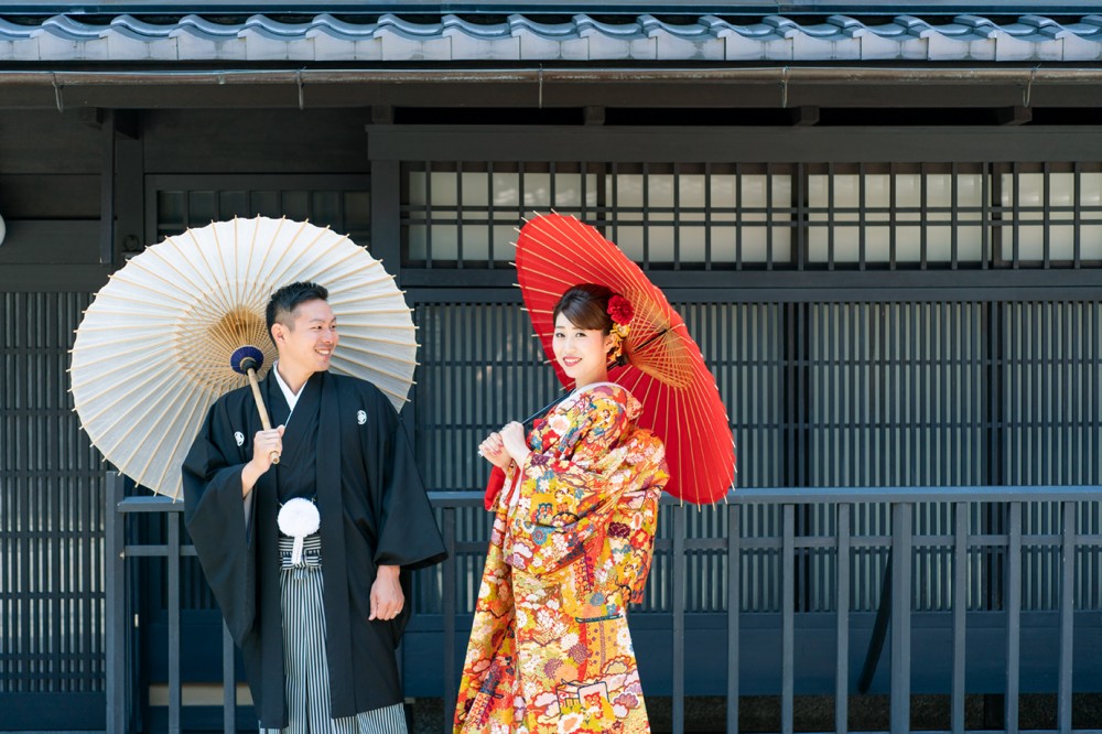 京都の祇園で、和装前撮り撮影