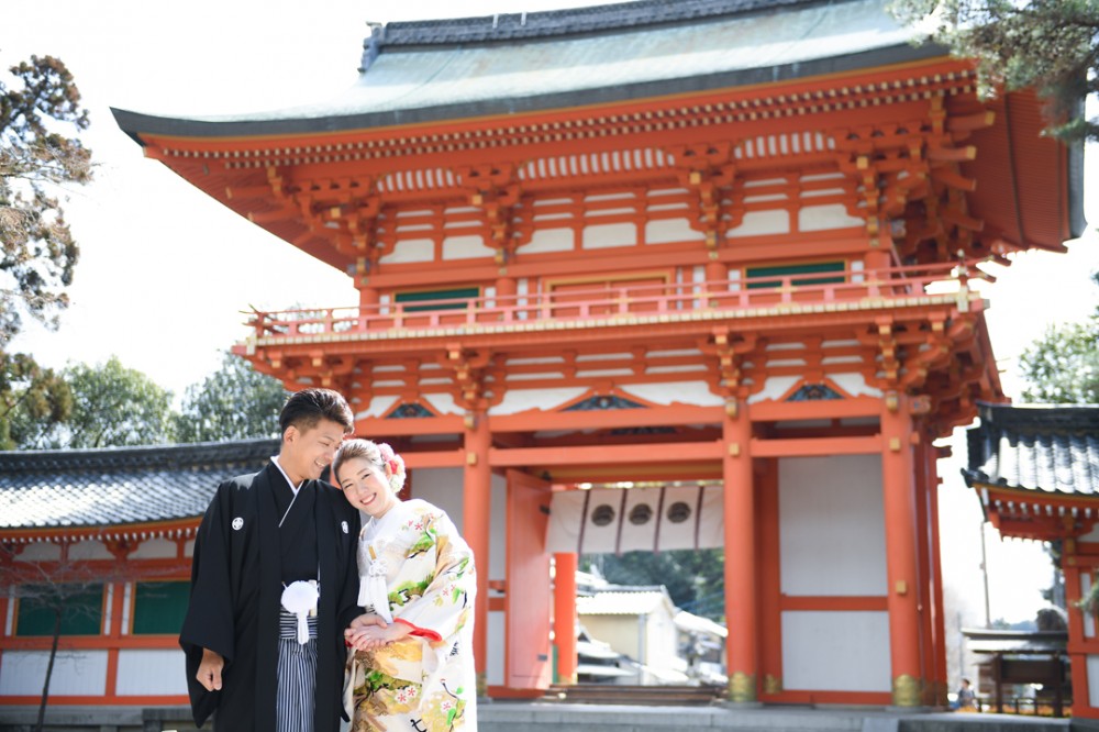 神社で和装前撮り写真