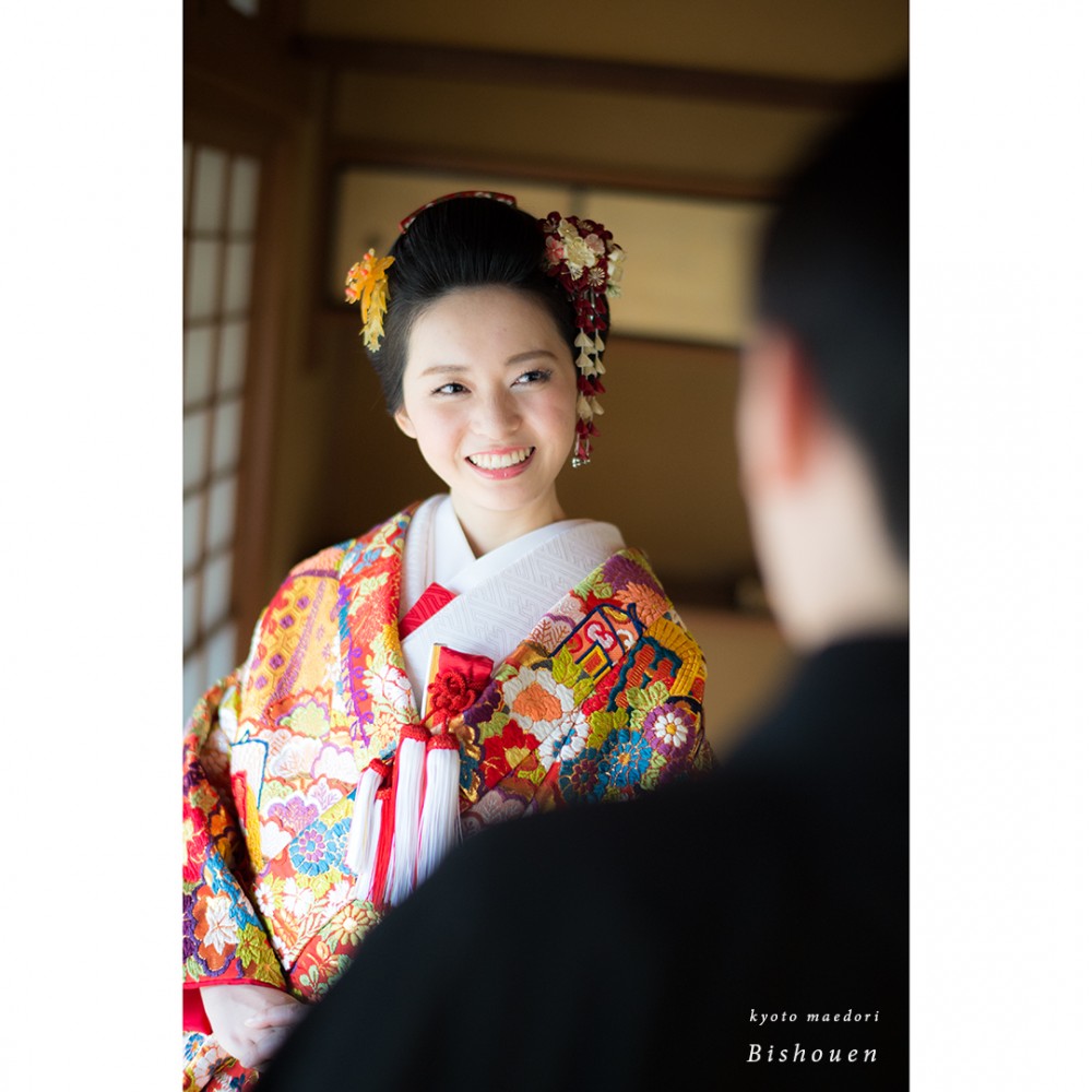町家で色打掛の撮影