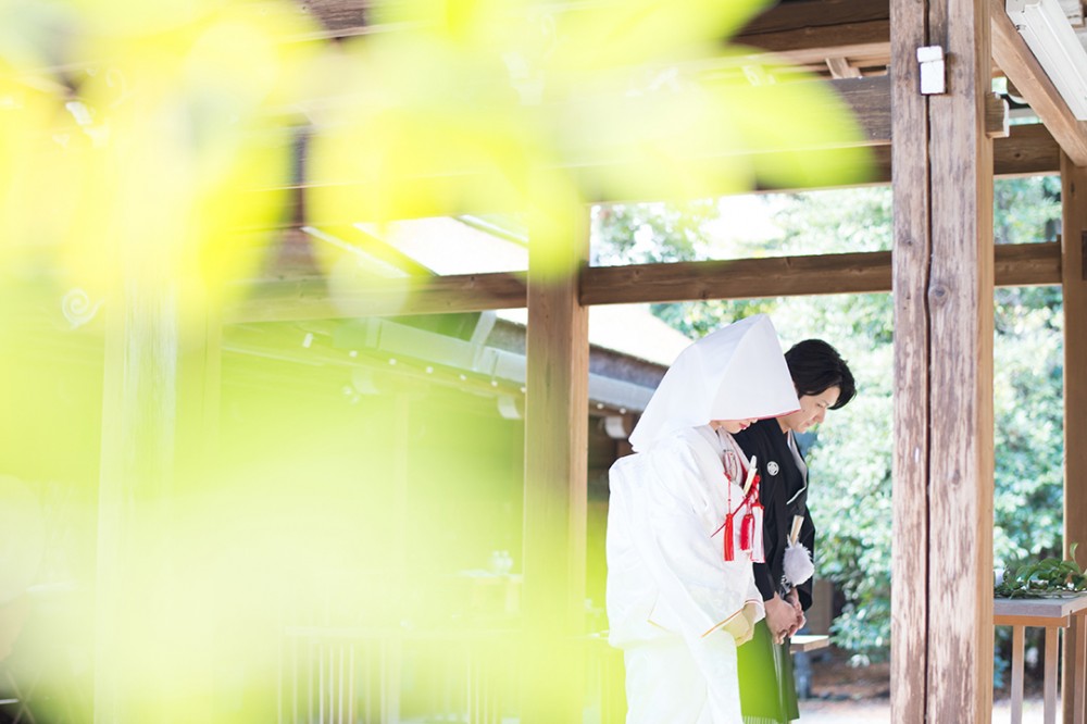 神社で白無垢撮影