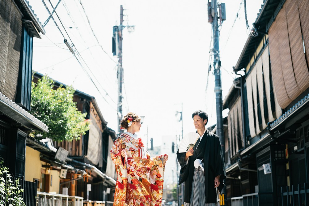 祇園新橋での撮影。京都前撮り美翔苑