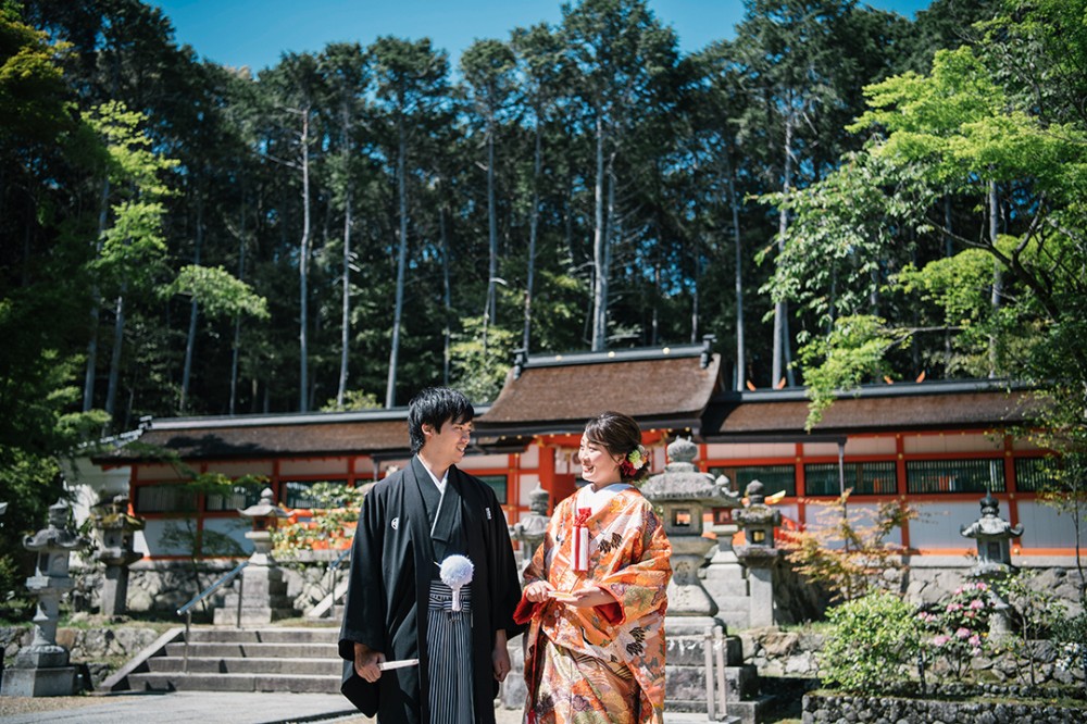 京都は大原野神社での和装の撮影