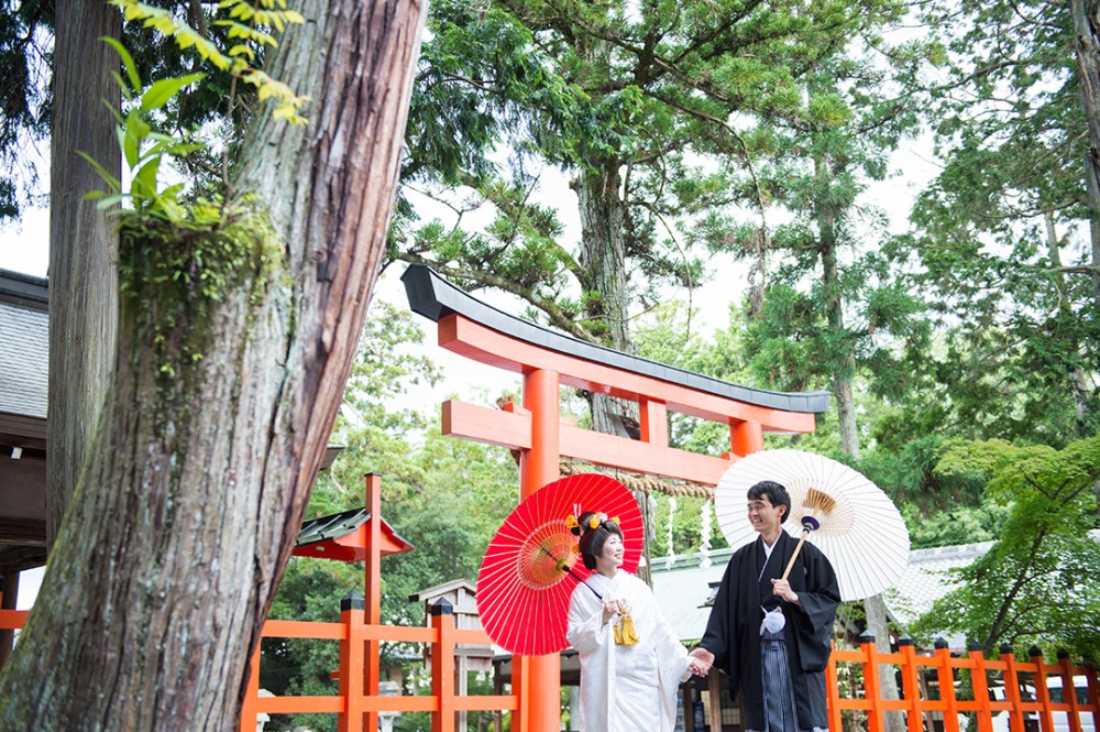 京都の吉田神社にて白無垢で前撮り